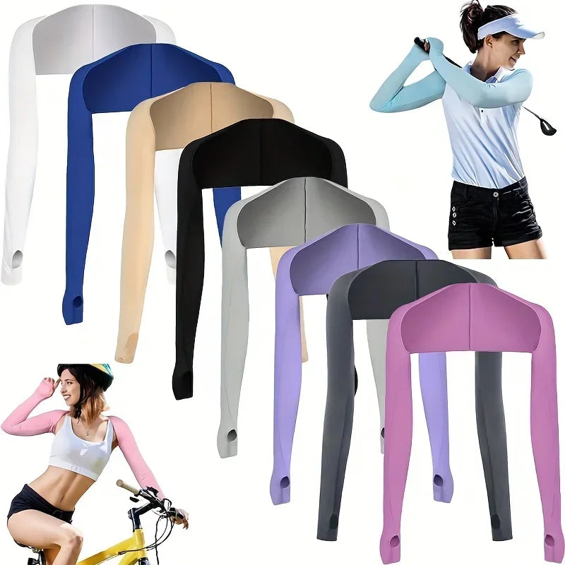 NEW Arrivals Summer Sun Protection Shawl Sleeves Outdoor UV Protection Ice Silk Raglan Sleeves Suitable For Running, Golf And Cycling Women Sports Apparel Accessories
