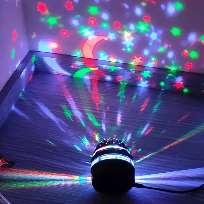 NEW Arrivals LED Starry Sky Night Lights USB Rotating Projector Lamp Magic Ball Moon Star Christmas Lights Home Room Atmosphere Decorations