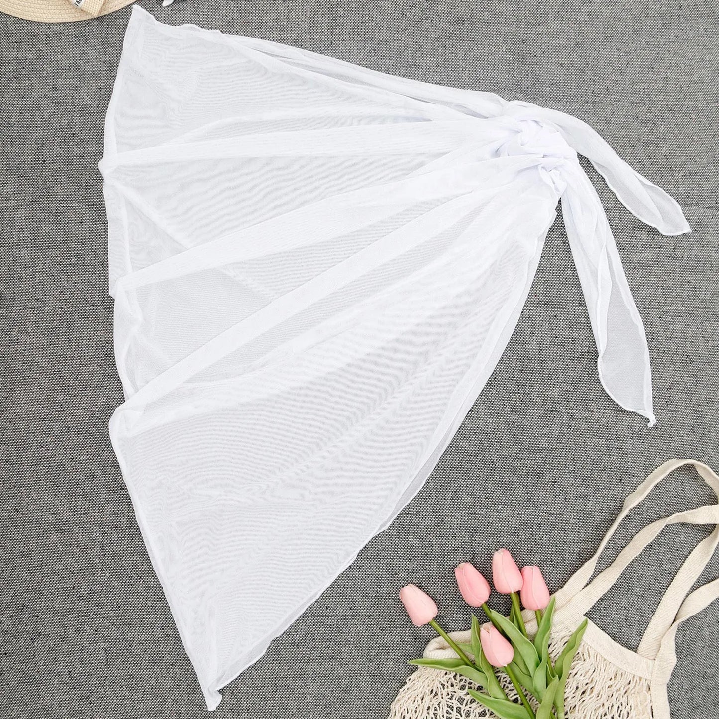 Sheer Wrap Knot Waist Cover Up Skirt Summer Beach Dress Wrap Bikini Wraps Scarf Cover Ups For Swimwear Women Bikini