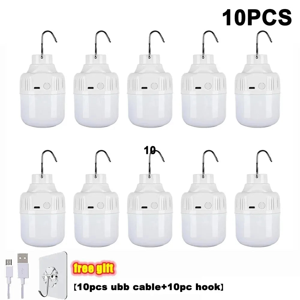 NEW Arrivals 5-10PCS Set High Power LED Camping Light Waterproof USB Rechargeable Portable Lamp for Outdoor BBQ Hiking Emergency Hunting Power 