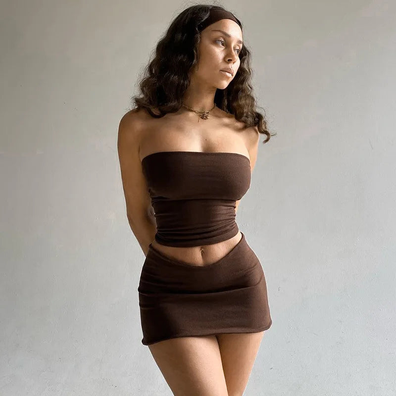 NEW 2PCS Set 4 Colors Women Skirt Fashion High Waisted Short Pencil Skirts All Match Female Summer Sexy Girl Tight Hip Wrap Mini Skirts & Top Outfit Y2K Girls Sexy Fashion Clothing Supplies