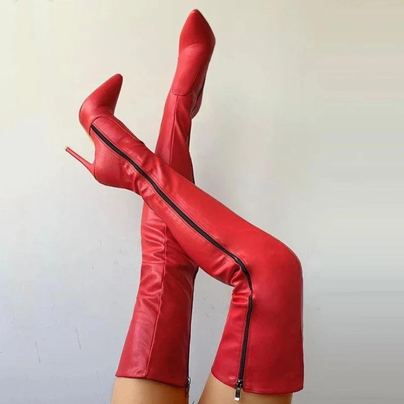 NEW Arrivals Autumn/Winter Women's Boots Pointed Side Zipper Slim High Heels Large Over Knee Boots Women's Boots Platform Boots Women Shoes