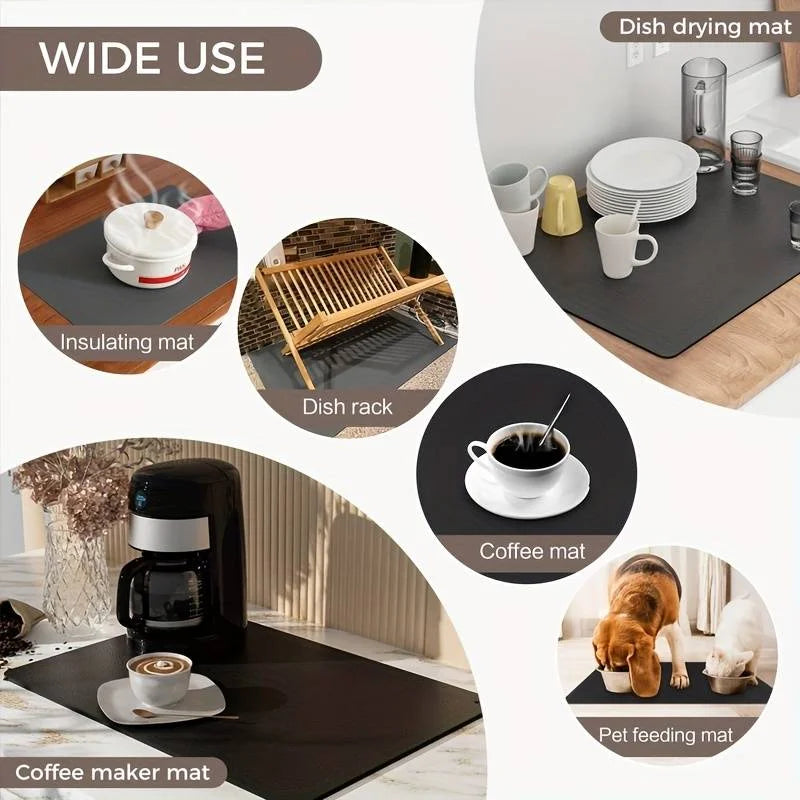 Super Antiskid Large Kitchen Absorbent Draining Mat Super Absorbent Draining Coffee Dish Drying Mat Quick Dry Bathroom Drain Pad