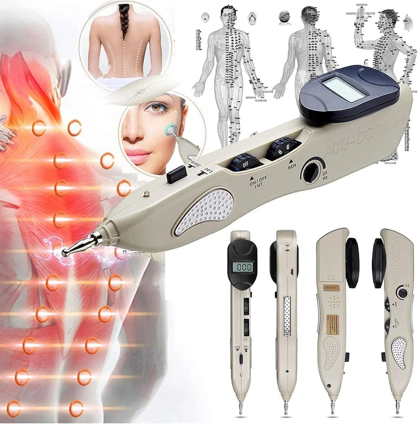 USB Rechargeable Acupuncture Pen Electric Acupuncture TENS Massage Pen Massage Device Body Massager Muscle Stimulator Therapy