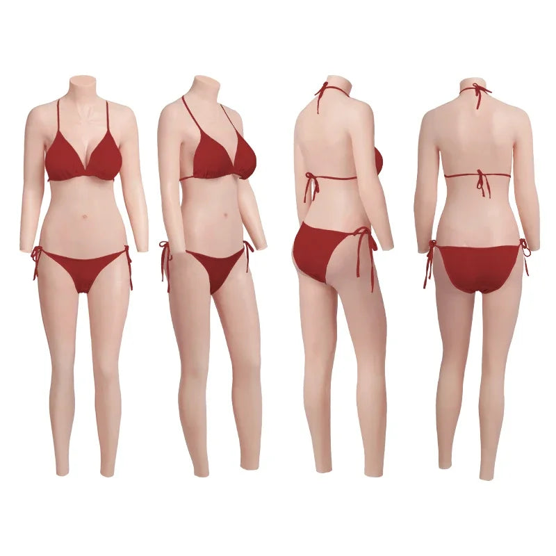 KUMIHO Cosplay One Pieces Silicone Bodysuit C Cup Breast Forms Fake Boobs With Arms For Crossdresser Mens Sissy Drag Queen
