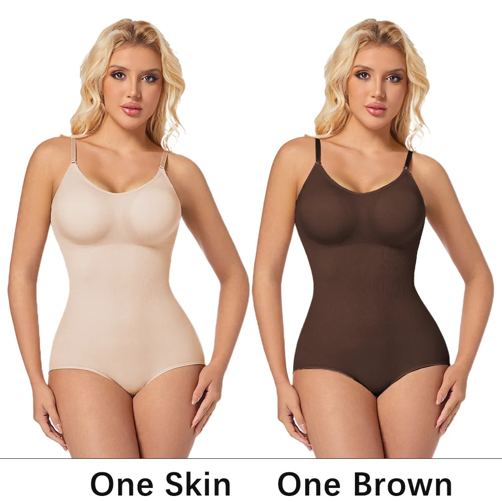NEW Arrivals 2PCS Set S-2XL Slimming Shapewear Removable Bra Pads Bodysuit Body Shaper Women Seamless Tummy Control Slimming Sheath Flat Belly for Underwear