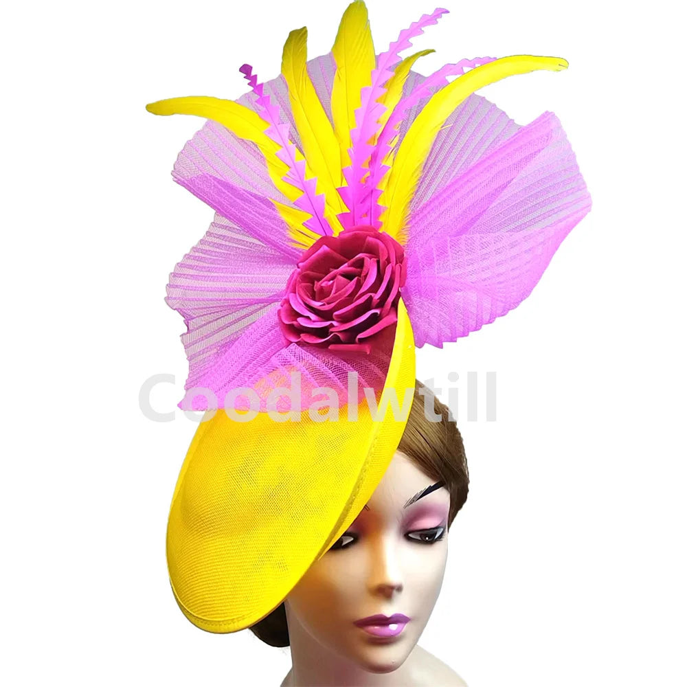 NEW Arrivals 15 Colors/Patterns Luxury Elegant Flower Fascinator Pillbox Cap Wedding Women Fascinator Hat Headband Kentucky Derby Ladies Millinery Cap Mesh Bride Hats
