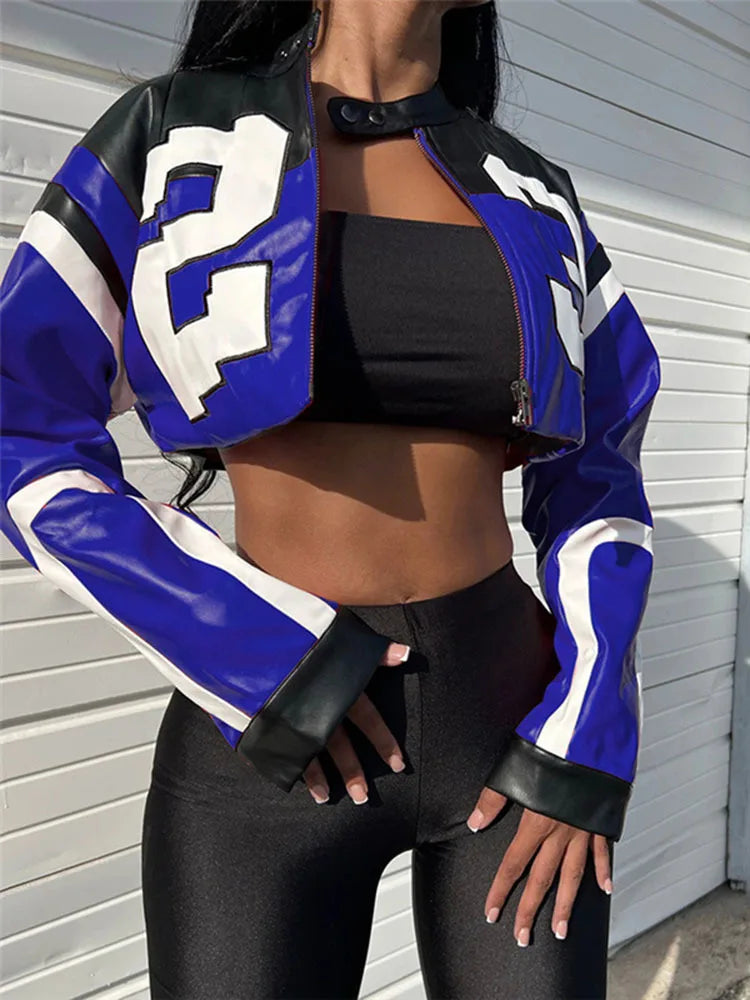 NEW Arrivals 5 Colors Fashion Cardigan Personality Street Zipper Long Sleeve Slim Fitted Mind Ring Baring Motorcycle Coat Women Evening Night Clubwear Jacket Girls Casual Fashion Clothing Supplies