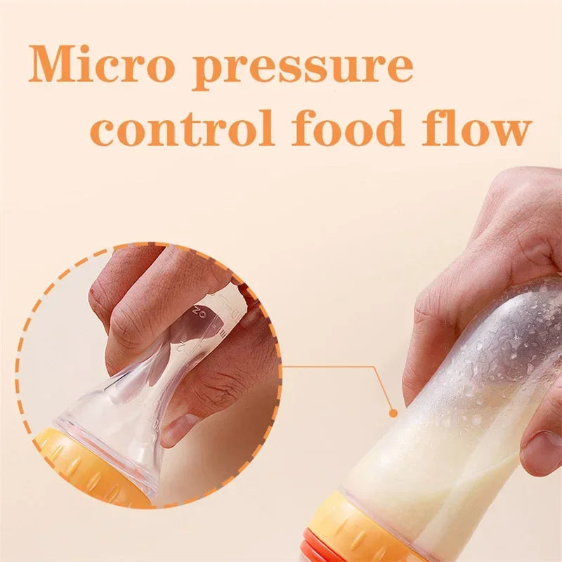 NEW Arrivals Safe Useful Silicone Baby Bottle With Spoon Food Supplement Rice Cereal Bottles Squeeze Spoon Milk Feeding Bottle Cup