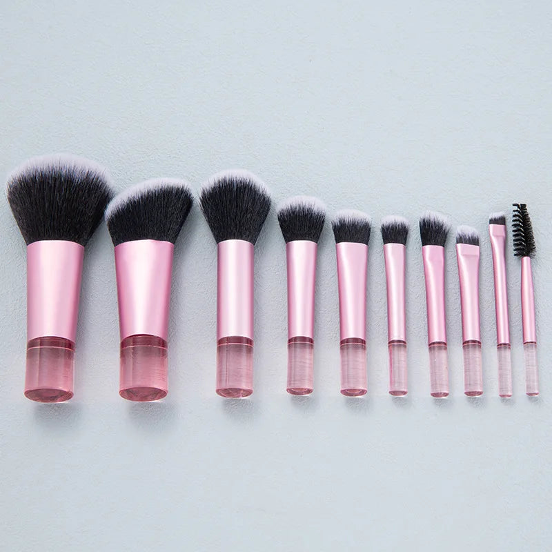 10pcs Women Girls Mini Makeup Brush Set Powder Eyeshadow Foundation Blush Blender Concealer Beauty Makeup Tools Brush Professional Outdoor Travel Supplies Female Ladies Luxury Cosmetics Accessories Products