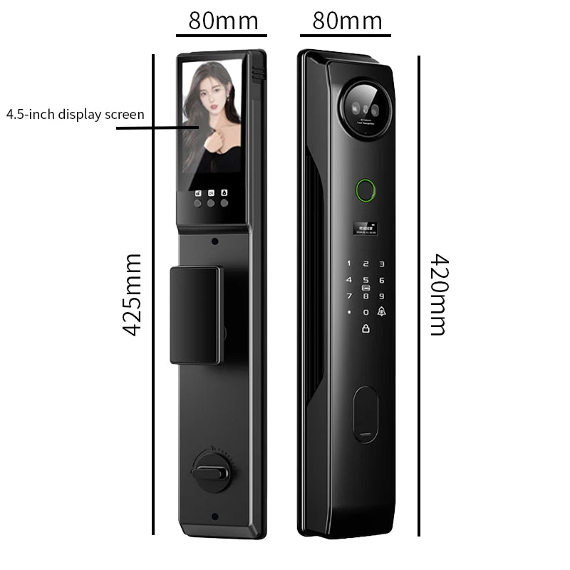 NEW 4 in 1 TUYA 3D Facial Recognition App WI-FI Password Fingerprint IC Card Portable Visual Doorbell Monitoring Camera Electronic Door Lock Home Apartments Office Security Supplies