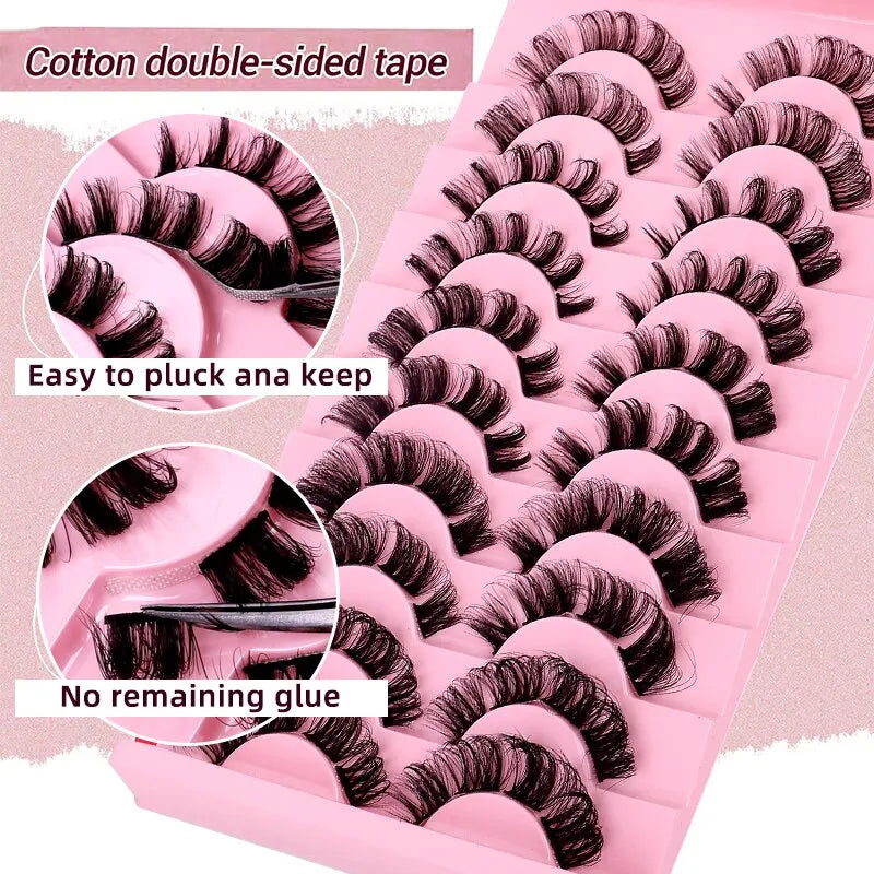 10 Pairs Russian Segmented Eyelashes Of 3D Mink Dramatic Lashes Hand Made Fluffy Soft Fake Eyelash Extension Cosmetics