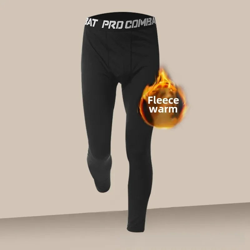 NEW 3PCS Set S-3XL(95Kg+) Men's Thermal Plush Base Layer Set Winter Thickened Cycling Morning Running Training Quick Drying Clothes Fitness Tight Sports Men's Sweats Set