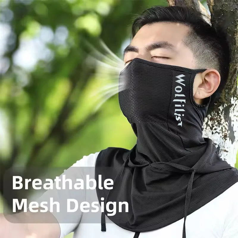 NEW Arrivals Dual-Use Full Face Sun Protection Mask Summer Ice Silk Comfortable Face Balaclava, for Hiking, Cycling, Hunting, Fishing Women Men Sports Apparel Accessories