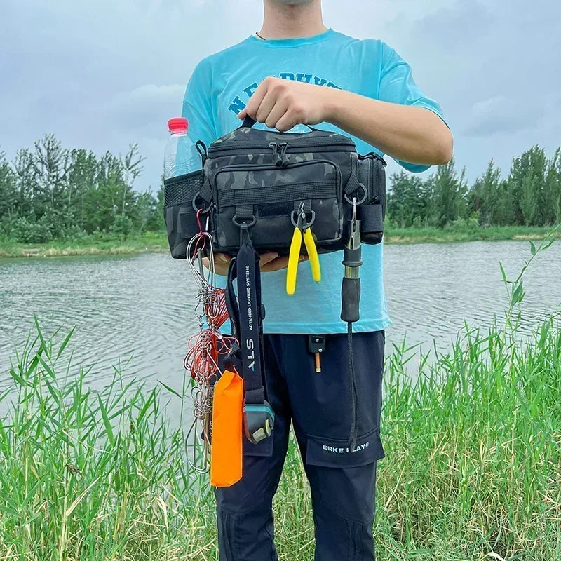 NEW Style Multi-Pockets Thickened Fishing Gear Top Quality Shoulder Bag Portable Fishing Rod Holder Bait Line Box Storage Outdoor Sports Bag Angling