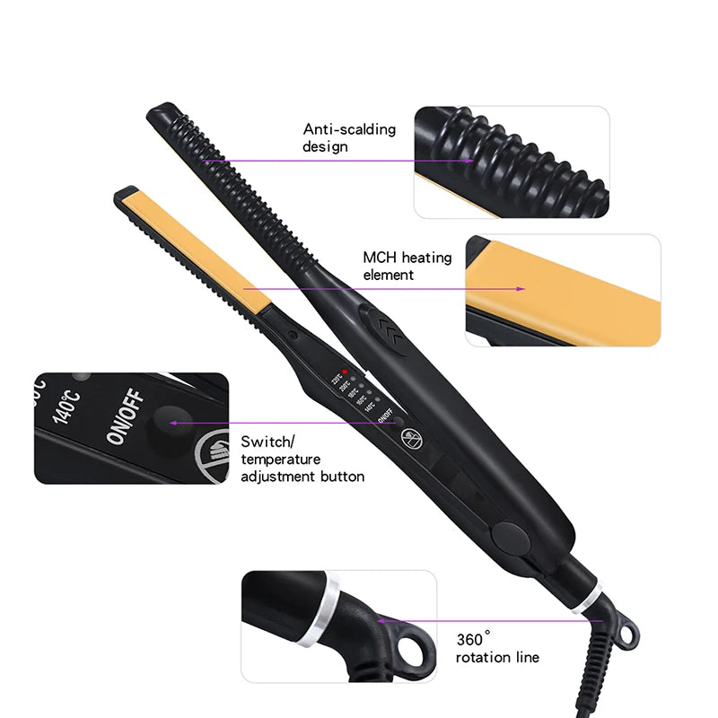 2 in 1 Hair Straightener and Curler Portable Mini Straightening Hair Flat Iron