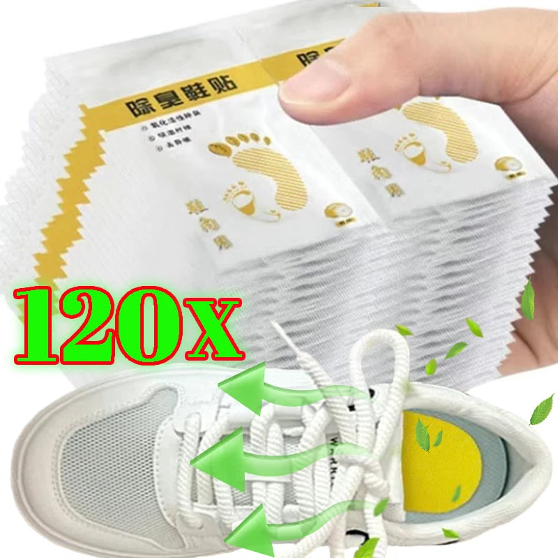 NEW Arrivals 120PCS Set Korean White Tea/Lemon/Peach Juice Shoes Sports Sneakers Deodorant Sweat-Absorbing Sticker Deodorant Foot Odor Deodorant Sneaker Smell Fresh Insole Sterilization Sticker Shoes Accessories