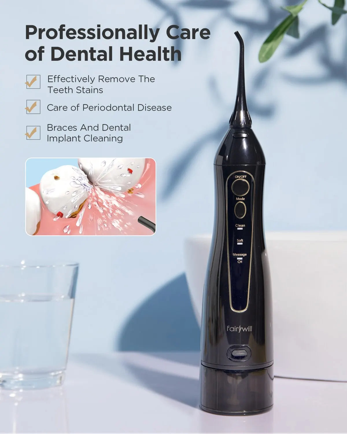 Electric Water Flossers Oral Irrigator Rechargeable Portable Dental 3 Modes Set Water Tank for Teeth 300ML Waterproof Teeth Cleaner