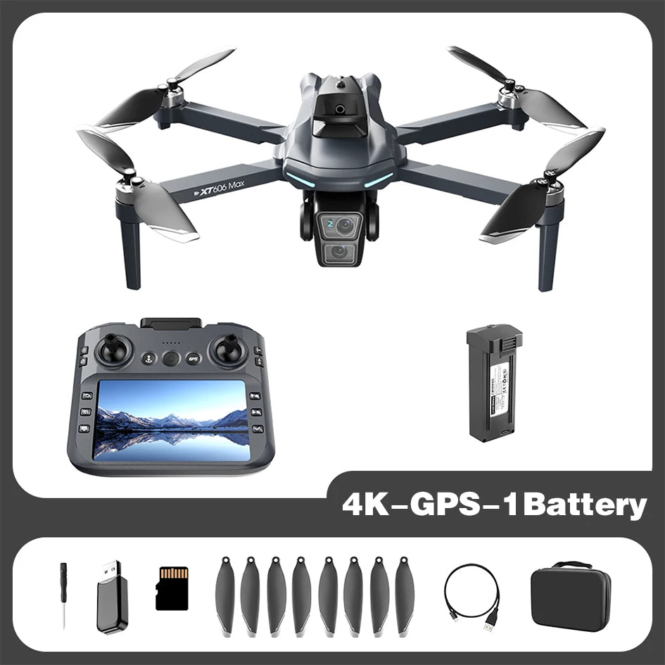 5G GPS XIAOMI NEW XT606 GPS Drone + 3 Batteries Set 8K HD 22 Languages Professional Dual Camera 5G WIFI FPV Obstacle Avoidance Brushless RC Quadcopter Drone