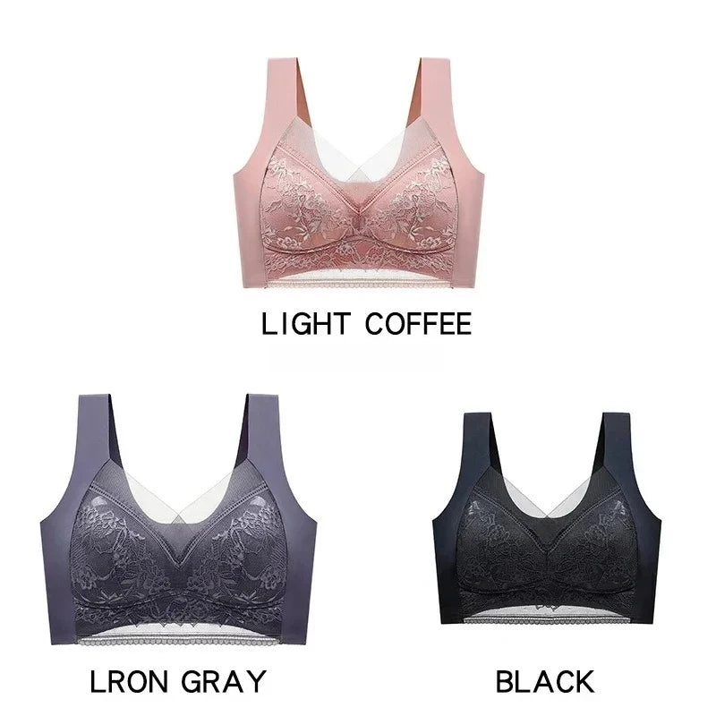 NEW Arrivals 3PCS Set 6 Colors/Patterns L-6XL(115KG) Women's Push Up Bralette Wireless Bras - 5cm Natural Lift, Seamless Lace Plus Size No Underwire Comfort