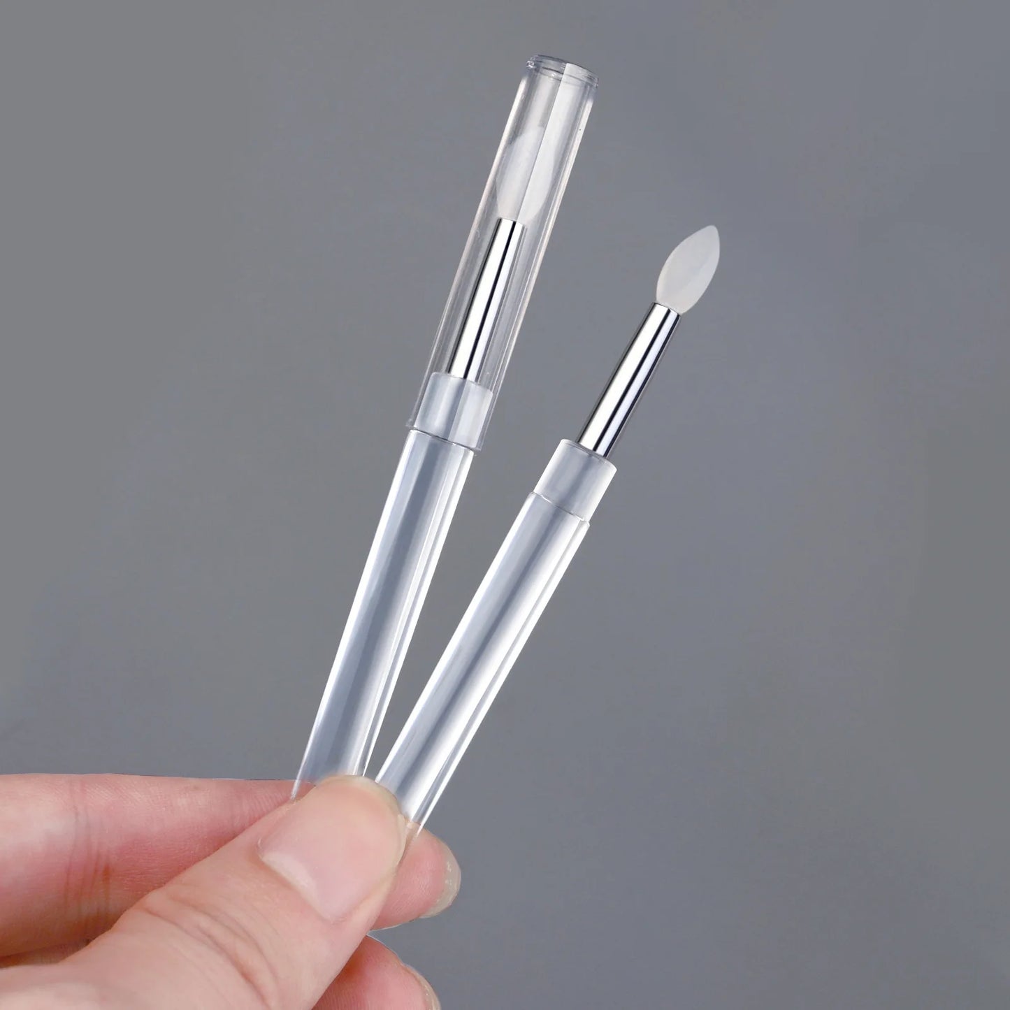 Nail Art Silicone Brush Reusable Universal Mirror Powder Pigment Applying Manicure Tool Easy To Use Transparent Applicator Stick