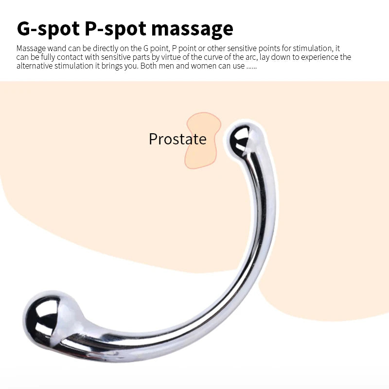 Adult Double Ended Stainless Steel G Spot Wand Prostate Massage Stick Penis P Spot Stimulator Anal Dildo Plug Sex Toys for Men Women