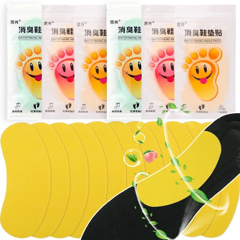 NEW Arrivals 120PCS Set Korean White Tea/Lemon/Peach Juice Shoes Sports Sneakers Deodorant Sweat-Absorbing Sticker Deodorant Foot Odor Deodorant Sneaker Smell Fresh Insole Sterilization Sticker Shoes Accessories