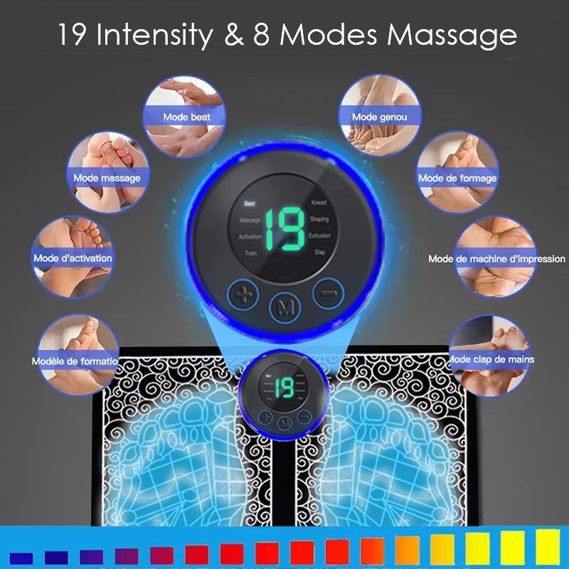 NEW Arrivals 19 Intensity & 8 Modes Electric Foot Massager Pad Muscle Massage Relaxation Trainer For Massage Fitness Outdoor Sport Home Family Relax Massage Accessories Health Care Supplies