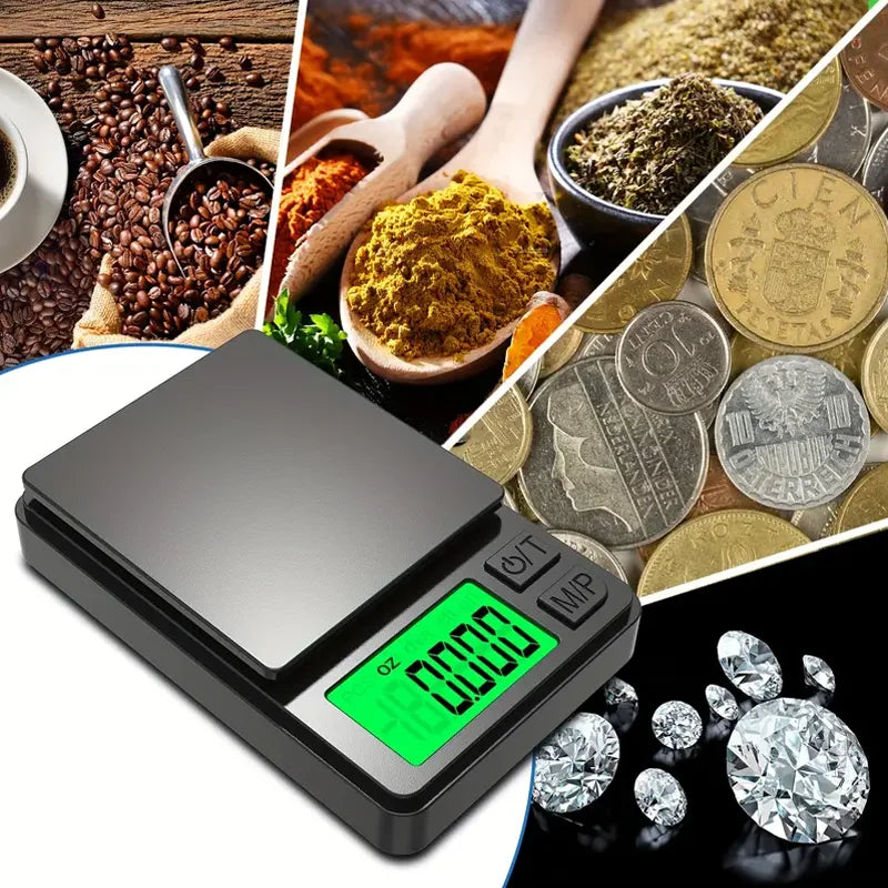 500gr-1000gr Electronic Precision Pocket Scale Digital Display X 0.1g - Digital Gram, Food, Jewelry, Ounces/Grains Scale with Backlit LCD - Mini Scale for Travel Kitchen Home Accessories Devices Food Supplies