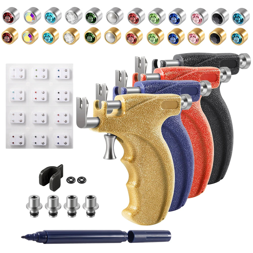 Professional Ear Piercing Gun Tools Steel Stud Earring Safe Sterile Nose Navel Helix Piercing Tool Set Body Jewelry Machine KKit