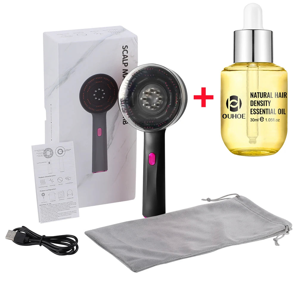 BRAND NEW Electric Vibration Laser Massage Comb With Hair Growth Oil Red Light Laser Therapy Scalp Liquid Applicator Brush Hair Follicle Comb Hair Care Accessories Supplies