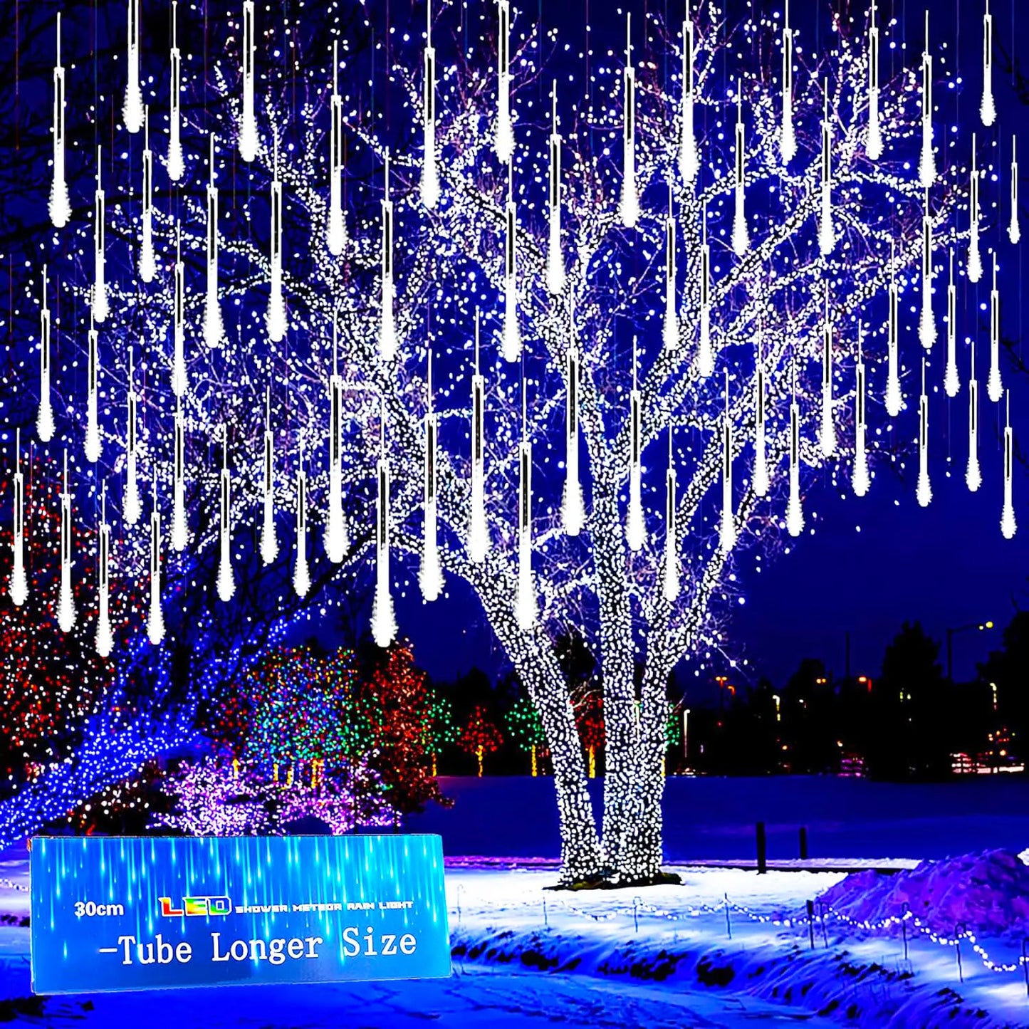 NEW Arrivals Meteor Shower Rain Lights Falling Raindrop Fairy String Light Icicle Lights for Outdoor Indoor Halloween Christmas Holiday Decoration