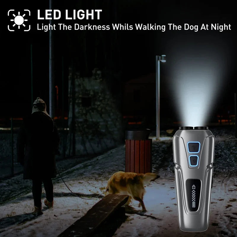 NEW Arrivals Dog Repeller Ultrasonic Pet Anti Barking Stop Control Bark Outdoor Training Device High Power Dog Repellent with LED Flashlight Dogs Pets Supplies