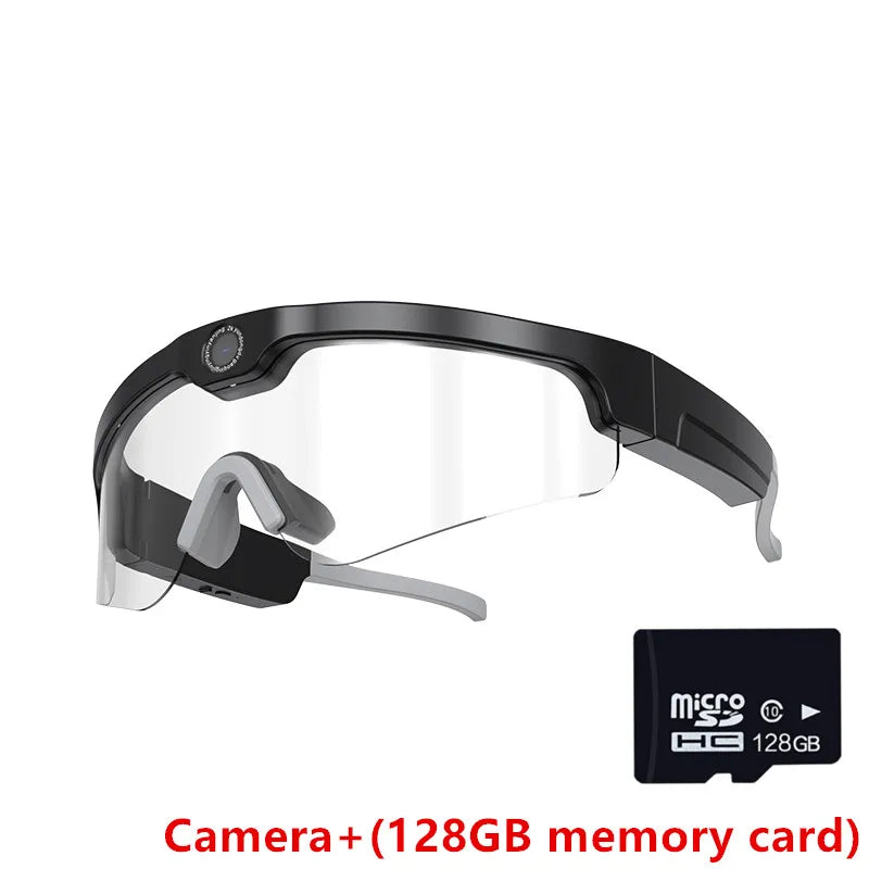 NEW 4K Mini HD Glasses 128G Card Camera, Mini Sports Glasses Camera, Bicycle Video Recorder, Polarized Sunglasses, Bluetooth Glasses Cycling Bikes Security Accessories Sports Supplies
