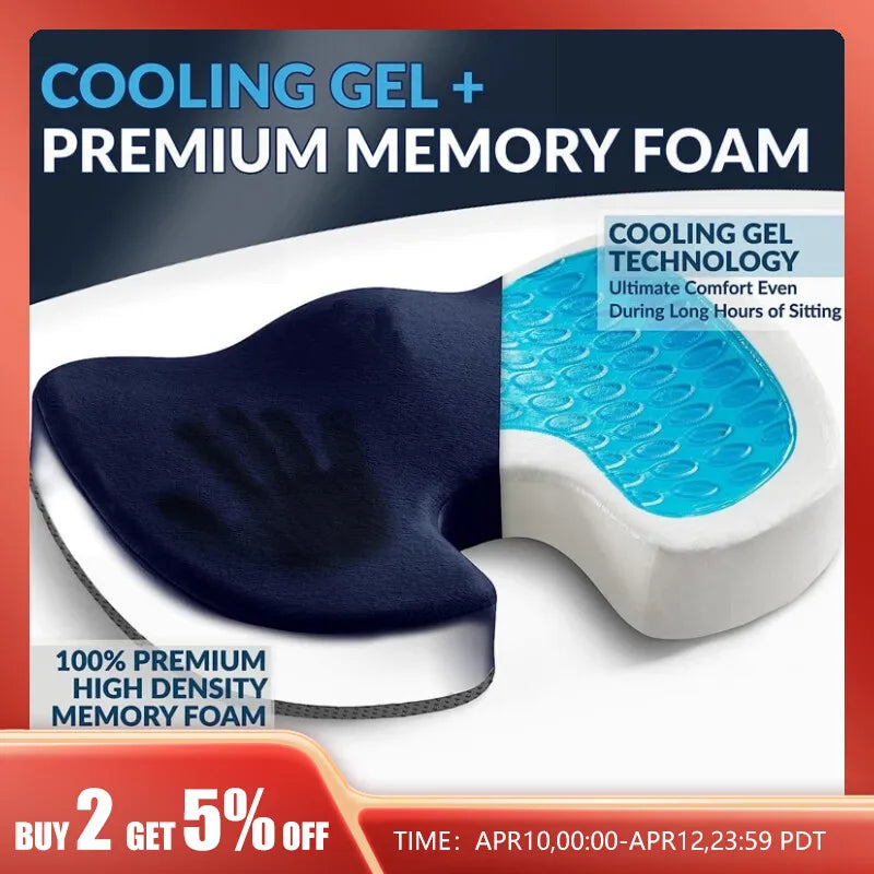 Gel Cushion Non-slip Gel and Memory Foam Coccyx Cushion Office Chair Cushion Car Cushion Sedentary Artifact