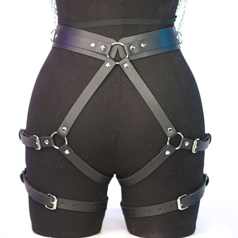 Women Sexy Body Harness Belt Bdsm Bondage Lingerie Chain Harness Garter Belt Leather Gothic Fetish Clothing Festival Rave Outfit