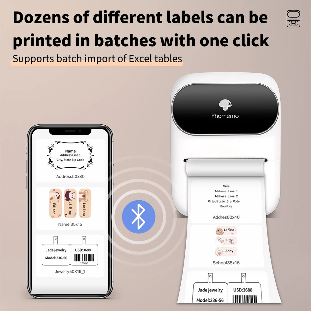 BRAND NEW Original PHOMEMO M110 Label Printer Mini Printer Thermal Label Maker Portable Labeling Machine for Business Barcode Cable School Home Office Business Thermal Printer Set