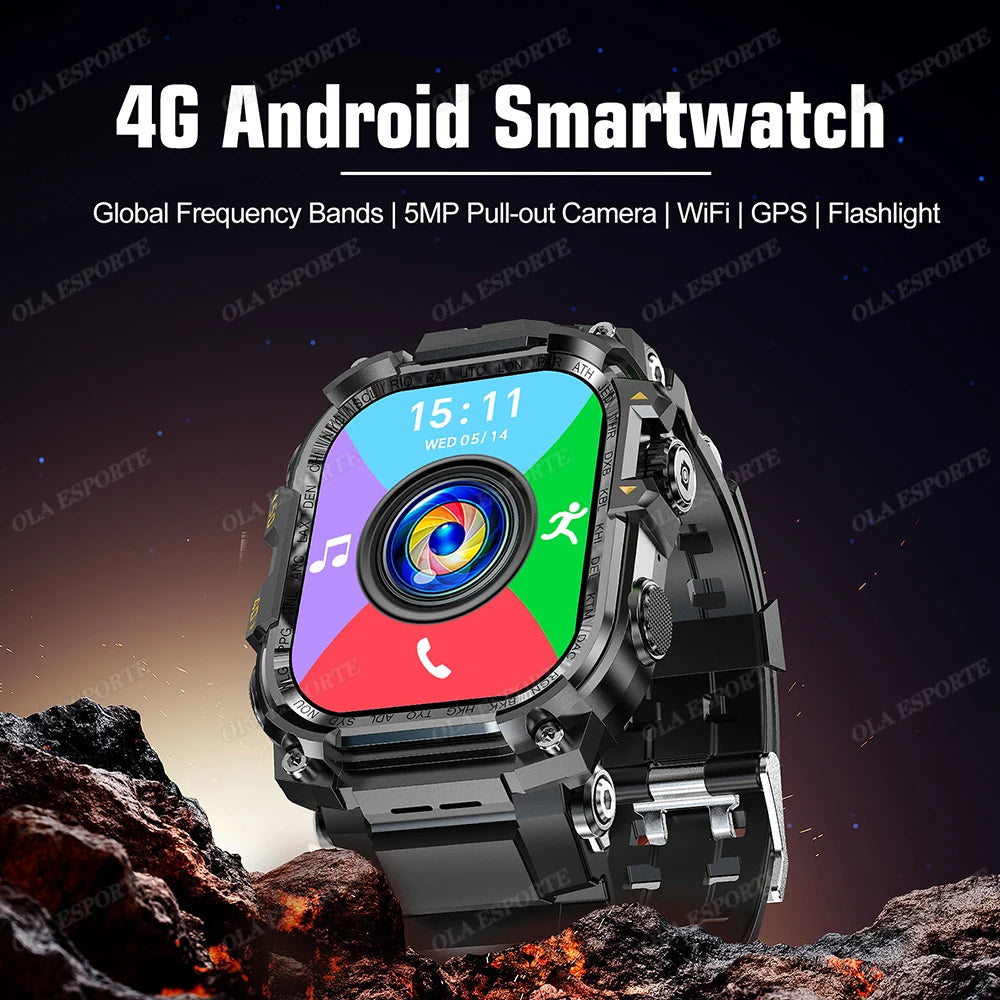 NEW Arrivals Flashlight 4G Android Smart Watch APP Store GPS Tracker 930 mAH Video Chat Rotation Camera Waterproof 4G SIM Card Smartwatch Sports Electronic Supplies