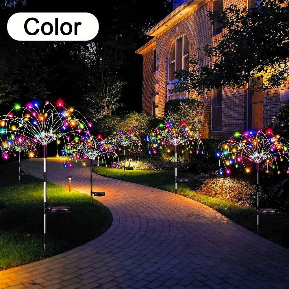 NEW Arrivals 2PCS Set 200LED Solar Fairy Light Outdoor Waterproof Solar Firework Light 8 Lighting Modes DIY Starburst Light Decorative Lights