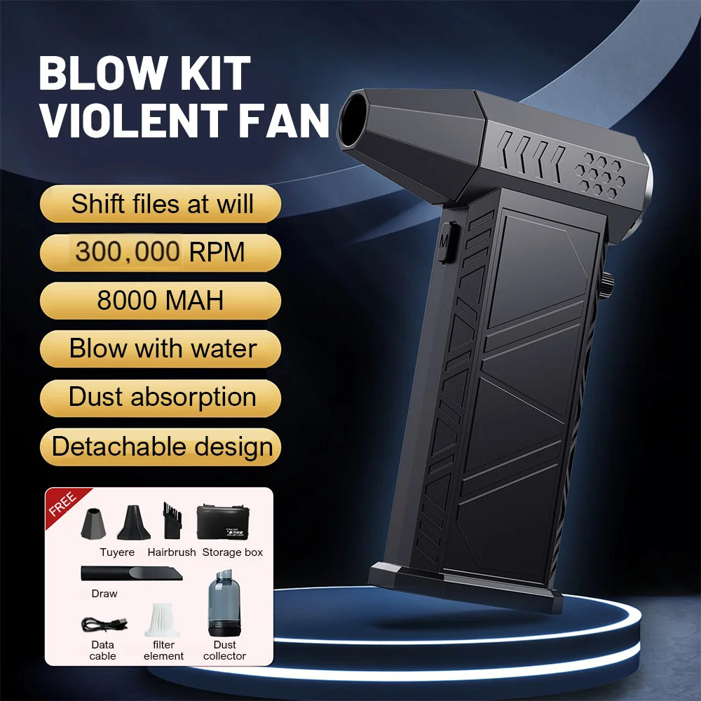 NEW Arrivals X9 Turbo 4 Patterns Set Fan Jet 300000RPM Turbo Jet Blower Brushless Vacuum Cleaner Blower For PC/Keyboard/Home/Car Cleaning Air Duster Blower