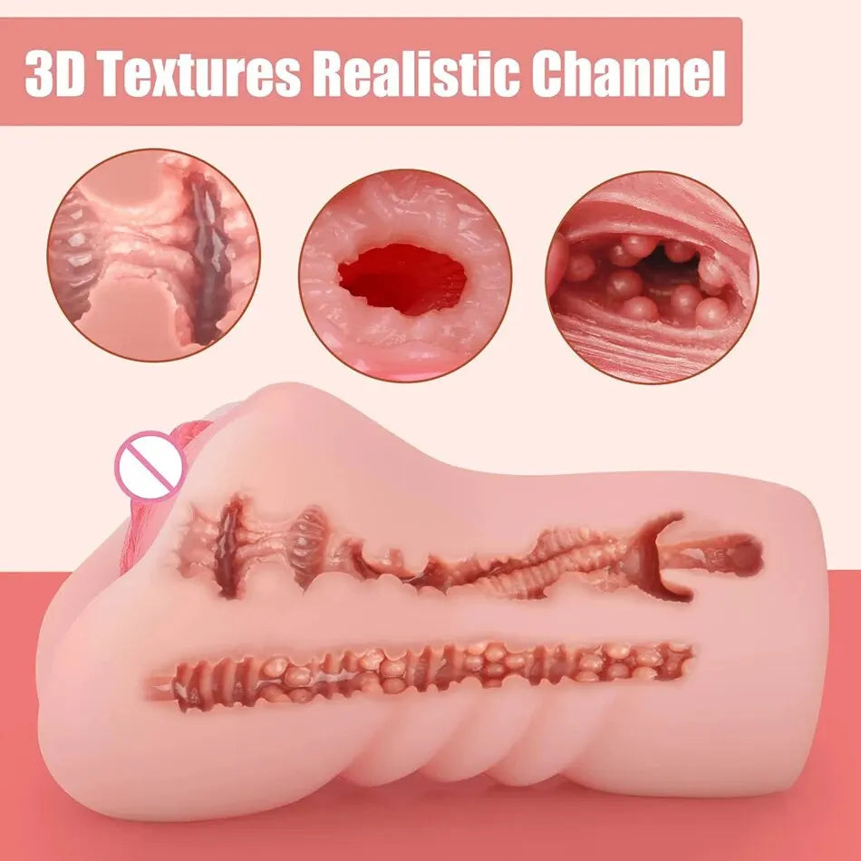 2 IN 1 Sex Toys Masturbation For Men Deep Thoat Artificial Real Pussy Oral Male MasturbatorBlowjob Realistic Rubber Vagina