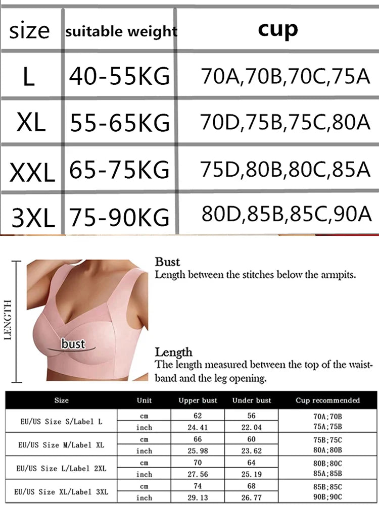 NEW Arrivals 5PCS Set Women Lace Sport Bras Plus Size Seamless Bra Bralette Backless Lady Brassiere Vest Female Gather Shock-Proof Wireless L-3XL