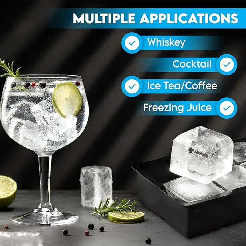 NEW Arrivals 4PCS Set 160 Grid Big Ice Tray Mold Giant Jumbo Large Food Grade Silicone Ice Cube Square Tray Mold DIY Ice Maker Ice Cube Tray for Cocktails