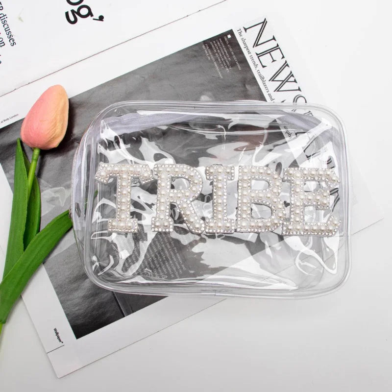 NEW Arrivals Bride Pearl Letter Clear Makeup Bag Bridal Shower Gifts MRS Cosmetic Bag Wedding Bachelorette Party Supplies Swim Waterproof Bags