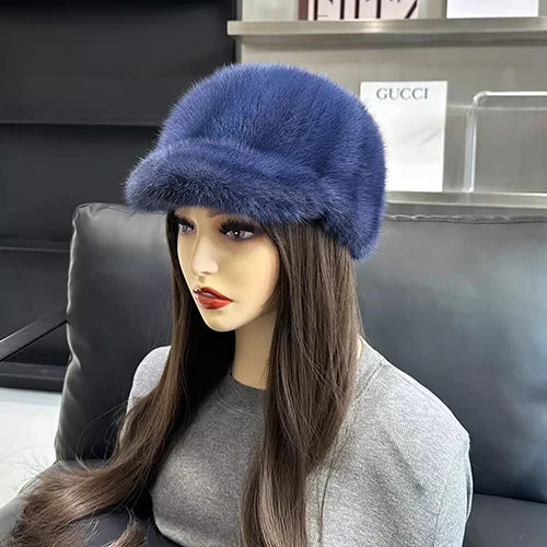 NEW Arrivals Real Mink Fur Luxury Hat Winter Warm Snow Outerwear Hats Women Keep Warm 100% Genuine Mink Fur Hats Natural Quality Female Fashion Mink Fur Cap Lady Outdoor Cap