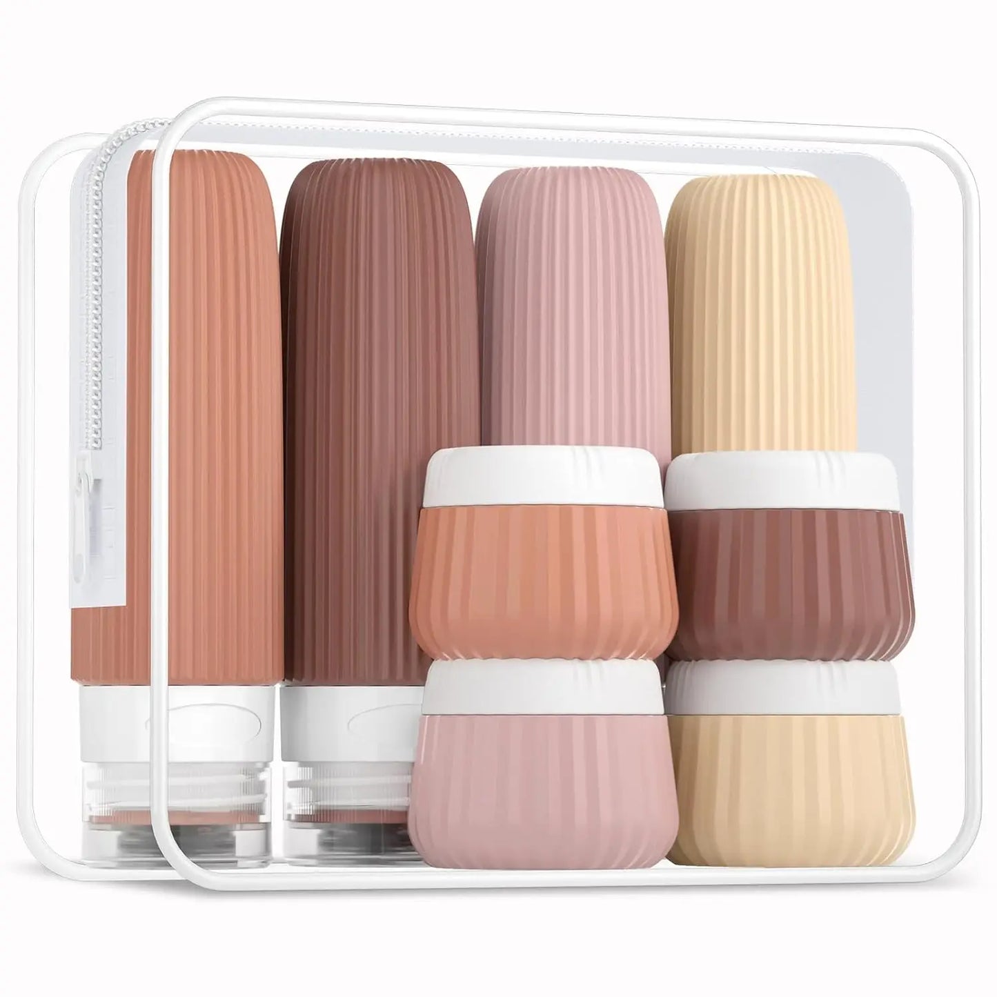 NEW Arrivals 8PCS Set 7 Colors Liquid Bottles, TSA Approval, BPA Not Included, 3 OZ Leak-Proof and Squeezable Silicone Bottles, Refillable Travel Airport Ship Accessories, Suitable for Shampoo and Shower Gel Essentials