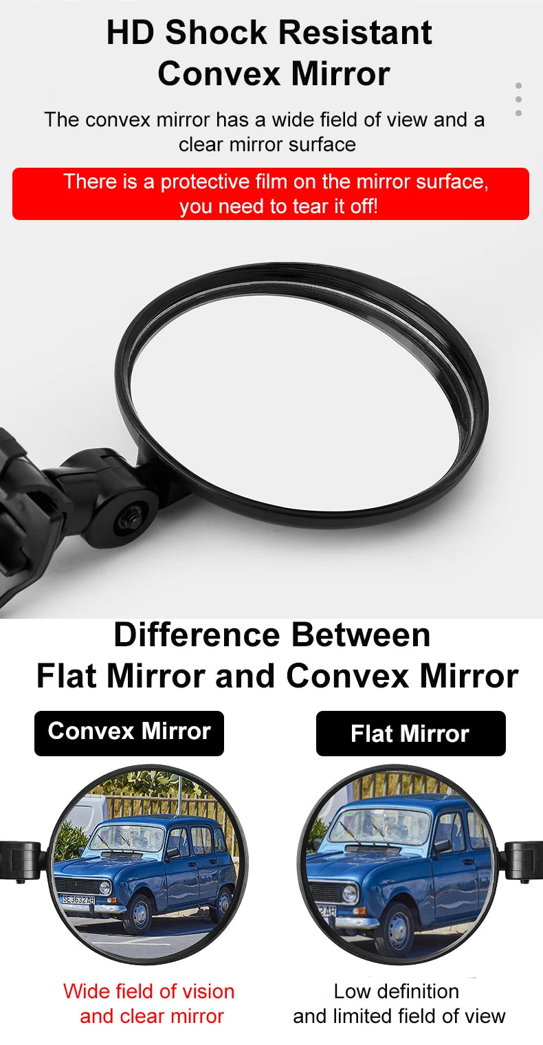 NEW Arrivals 2PCS Elliptical Bicycle Rearview Mirror 360 Degree Adjustable Rotatable Universal Cycling Handlebar Rear View Mirrors for MTB Road Bike