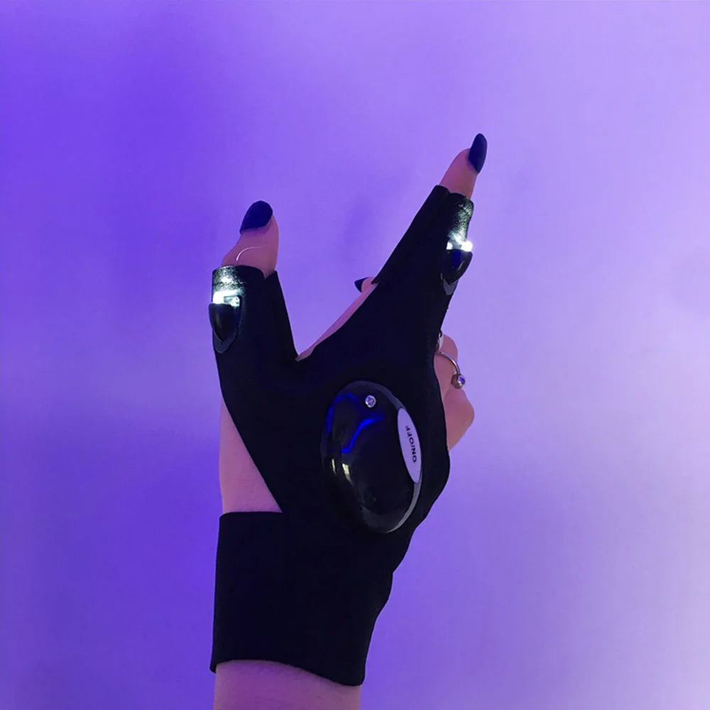 NEW Arrivals Outdoor Hiking Running Cycling LED Lights Fingerless Gloves INS Internet Celebrity Bar Dancing Girl Hip-hop Super Cool Functional Portable Half Finger Luminous Sleeve Gloves Trendy