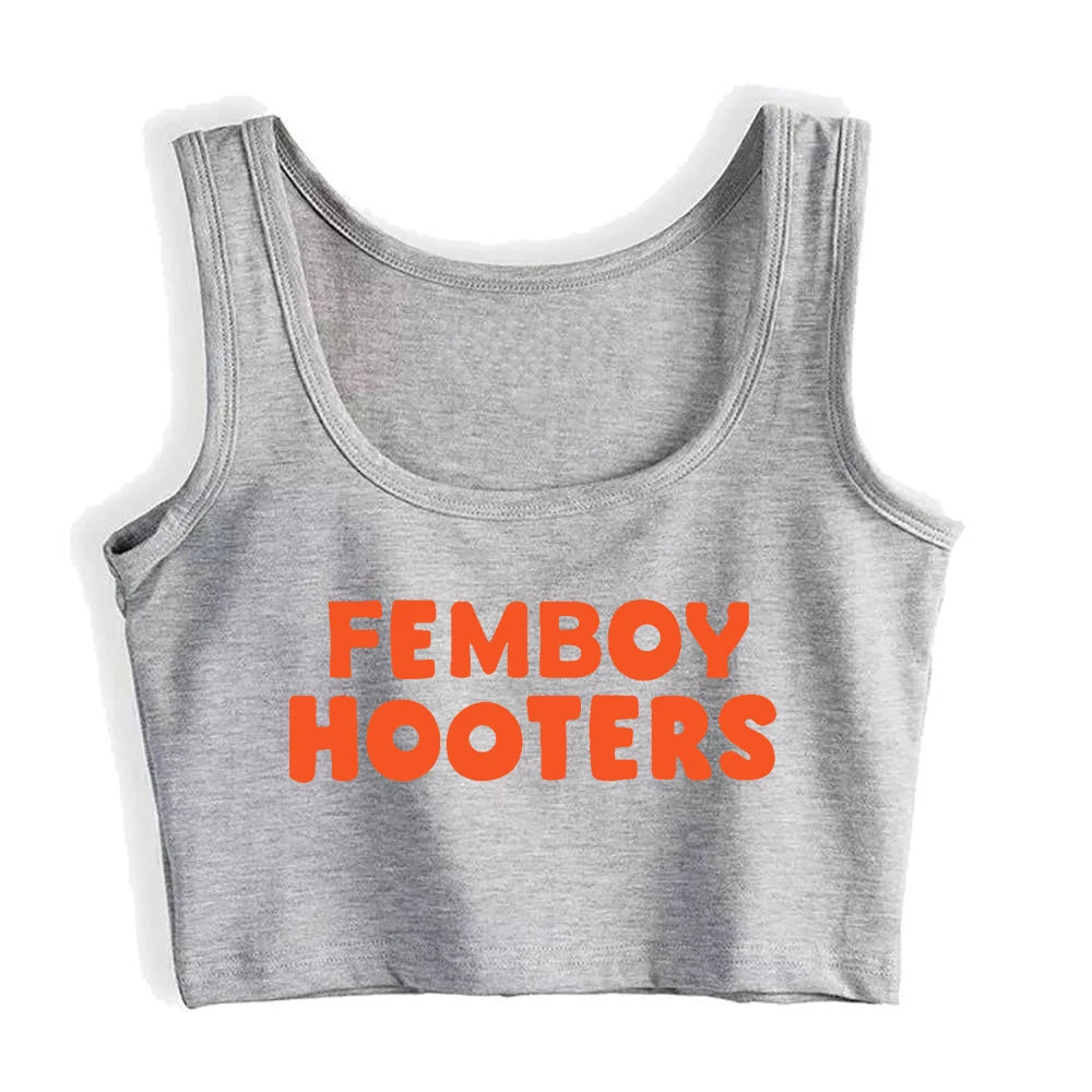 NEW Arrivals Femboy Hooters Text Fashion High Street Style Crop Top Women's Sexy Training Tank Tops Gym Fitness Camisole Outdoor Hiking Running Cycling Sports Tops