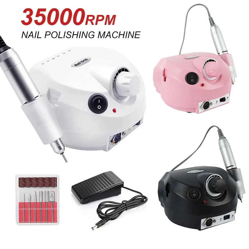 NEW Arrivals EU/US Electric Nail Drill Machine Manicure Pedicure Devices Professional Nail Lathe Low Noise Cutters Nail File Kit Nail Care Tools Set Cosmetic Supplies